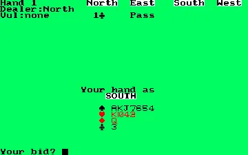 Bridge Player 3 (UK) (1985) screen shot game playing